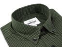 Men's Business Shirt Green and Black Check Long Sleeve