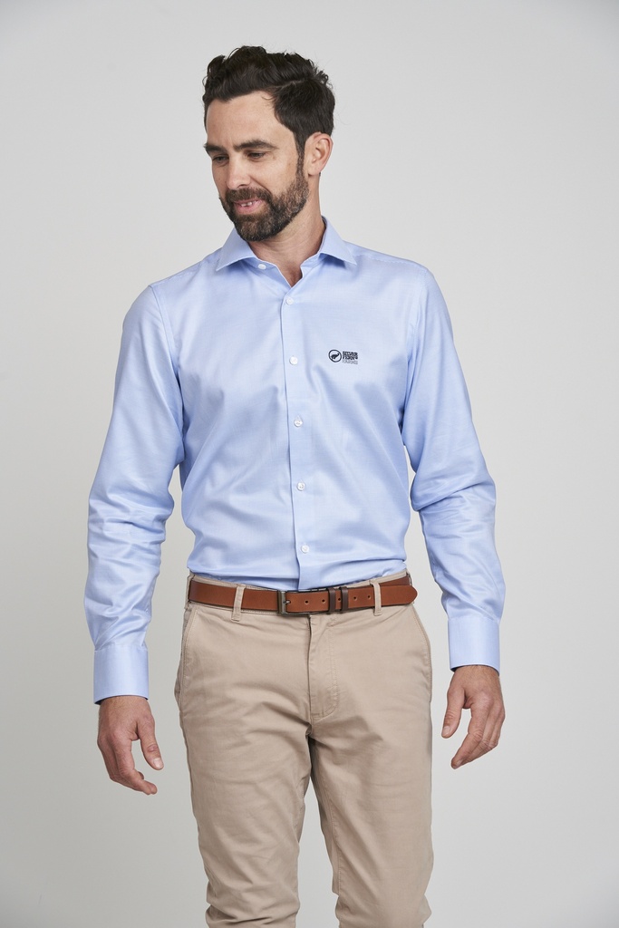 Men's Business Shirt Light Blue 100% Cotton Long Sleeve