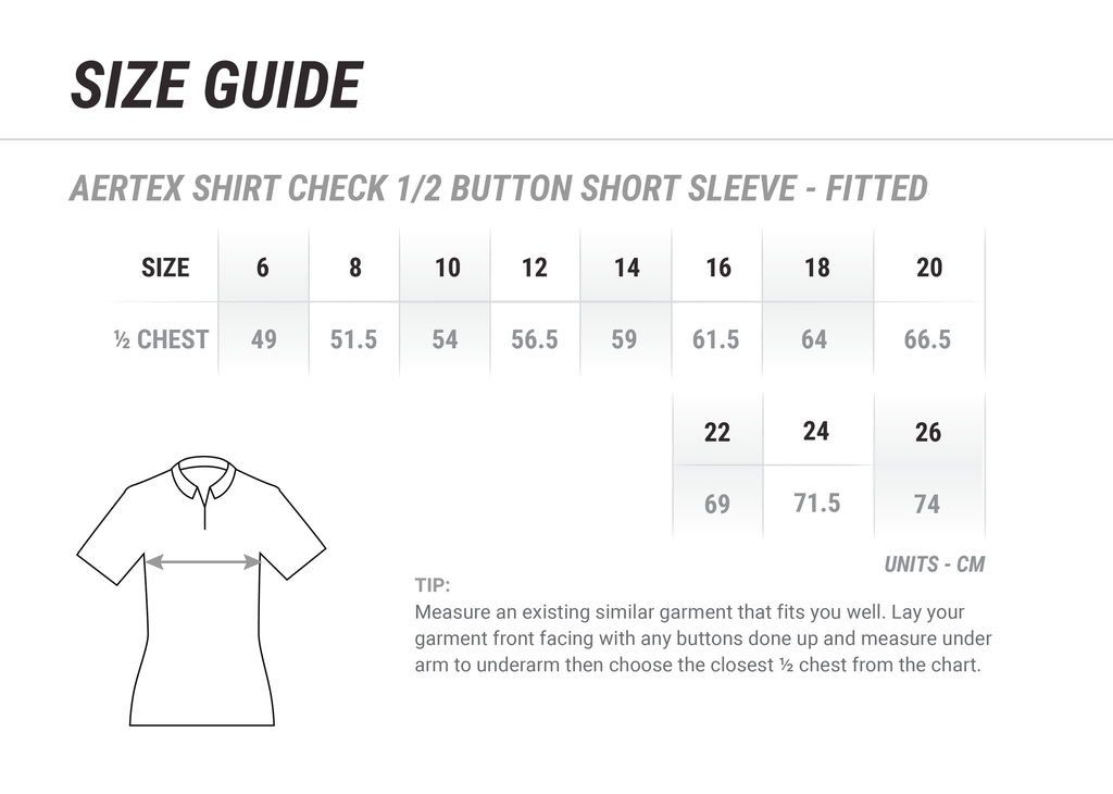 Aertex Shirt Check 100% cotton 1/2 button short sleeve- Fitted