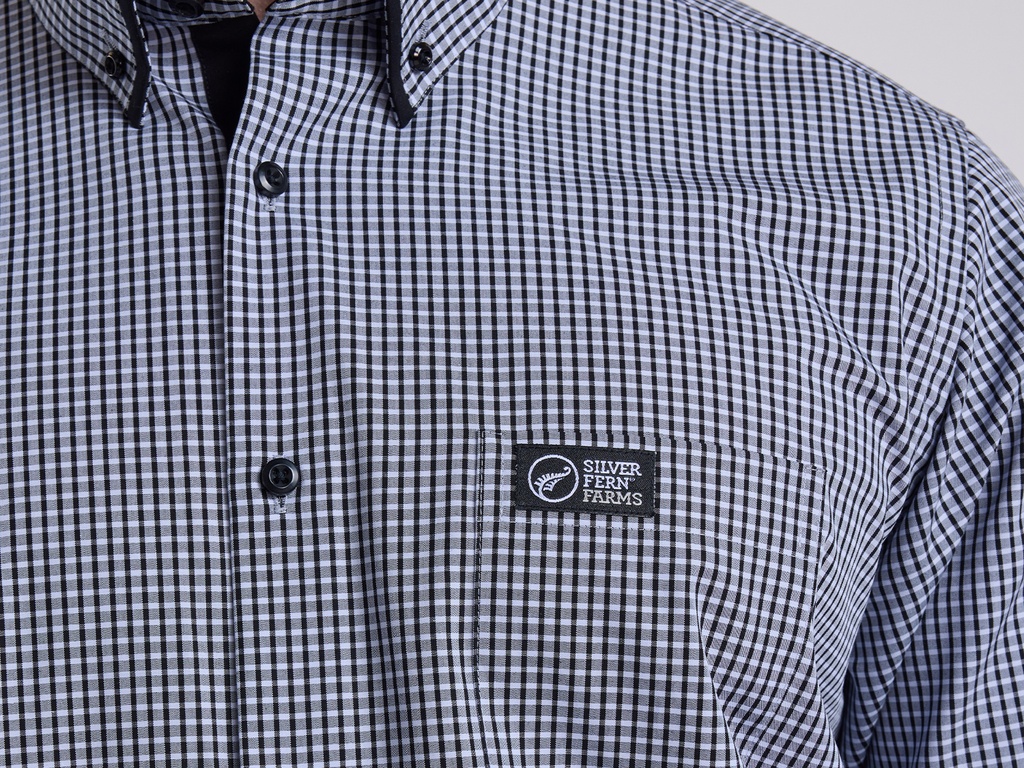 Business Shirt Black and Grey check 100% Cotton Long Sleeve