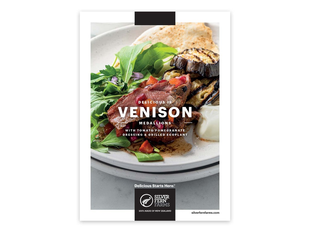 Recipe Cards - Venison Medallions with Tomato Pomegranate Dressing & Grilled Eggplant -  Pack of 100