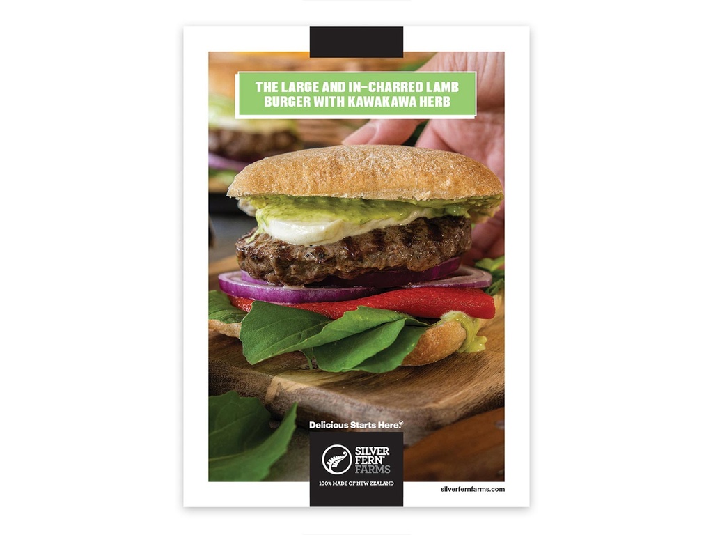 Recipe Cards - The Large and In-Charred Lamb Burger with Kawakawa Herb - Pack of 100